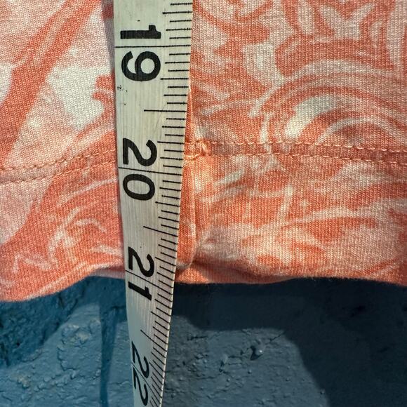 Cupio Size XL Wide Leg Capri Pants Pull On Pink Blush Print Comfy Knit Beachy - Picture 6 of 7